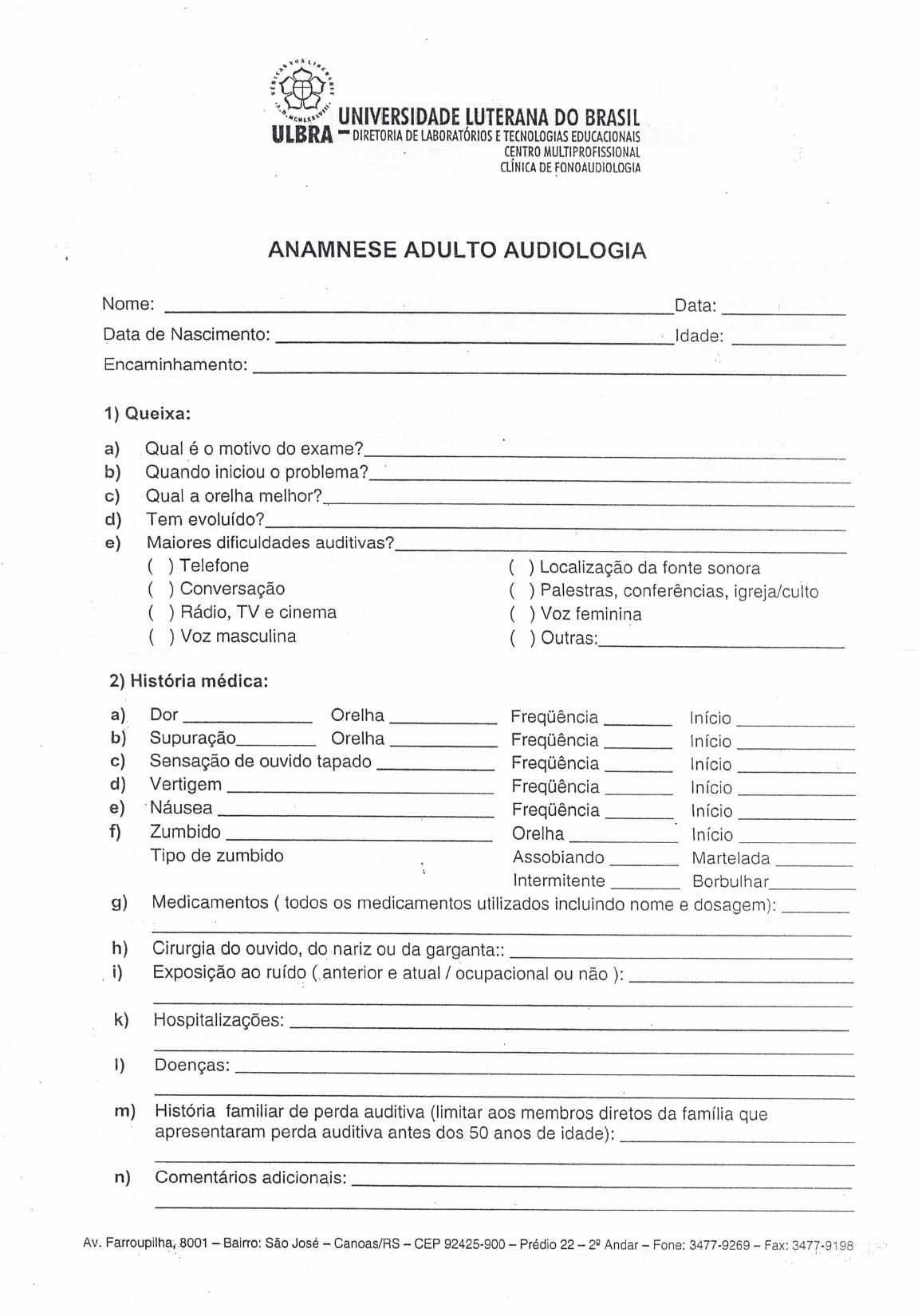 Anamnese completa -psicopedagoga  Anamnese, Tratamento, Dor no ouvido