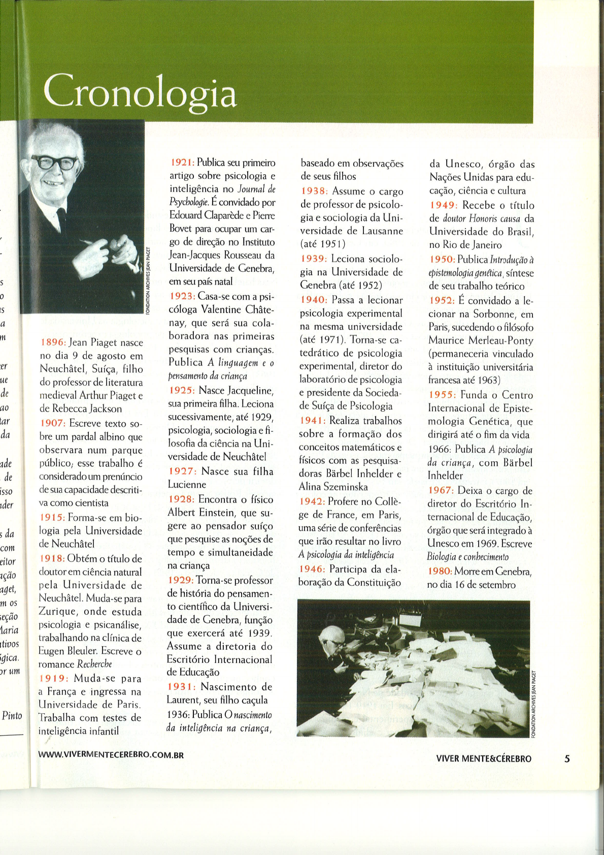 Jean Piaget Revista Mente C rebro Col Mem rias da Pedagogia