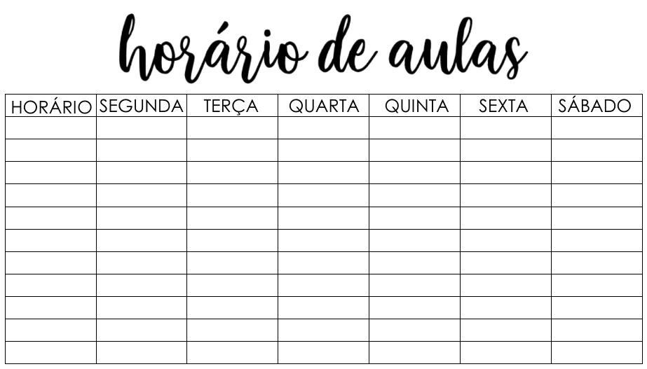Modelo De Horario De Aula Para Impressao Na Faculdade