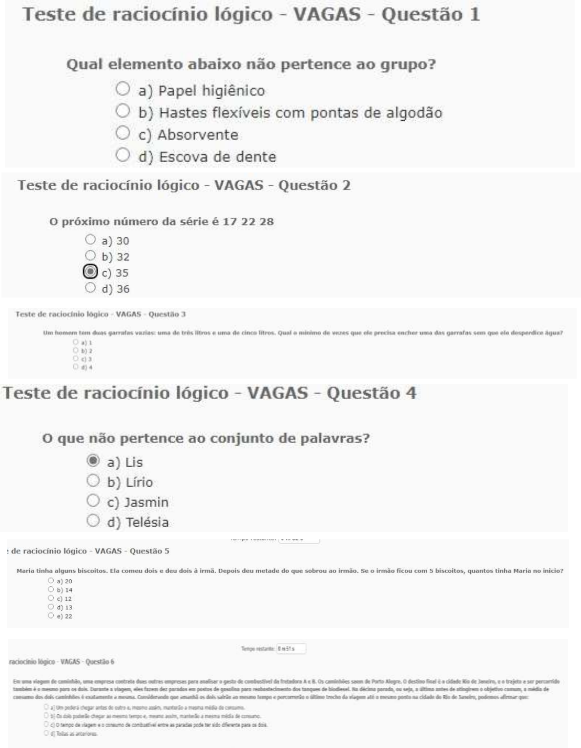 Entrevista de emprego Resolução problema de logica nivel normal