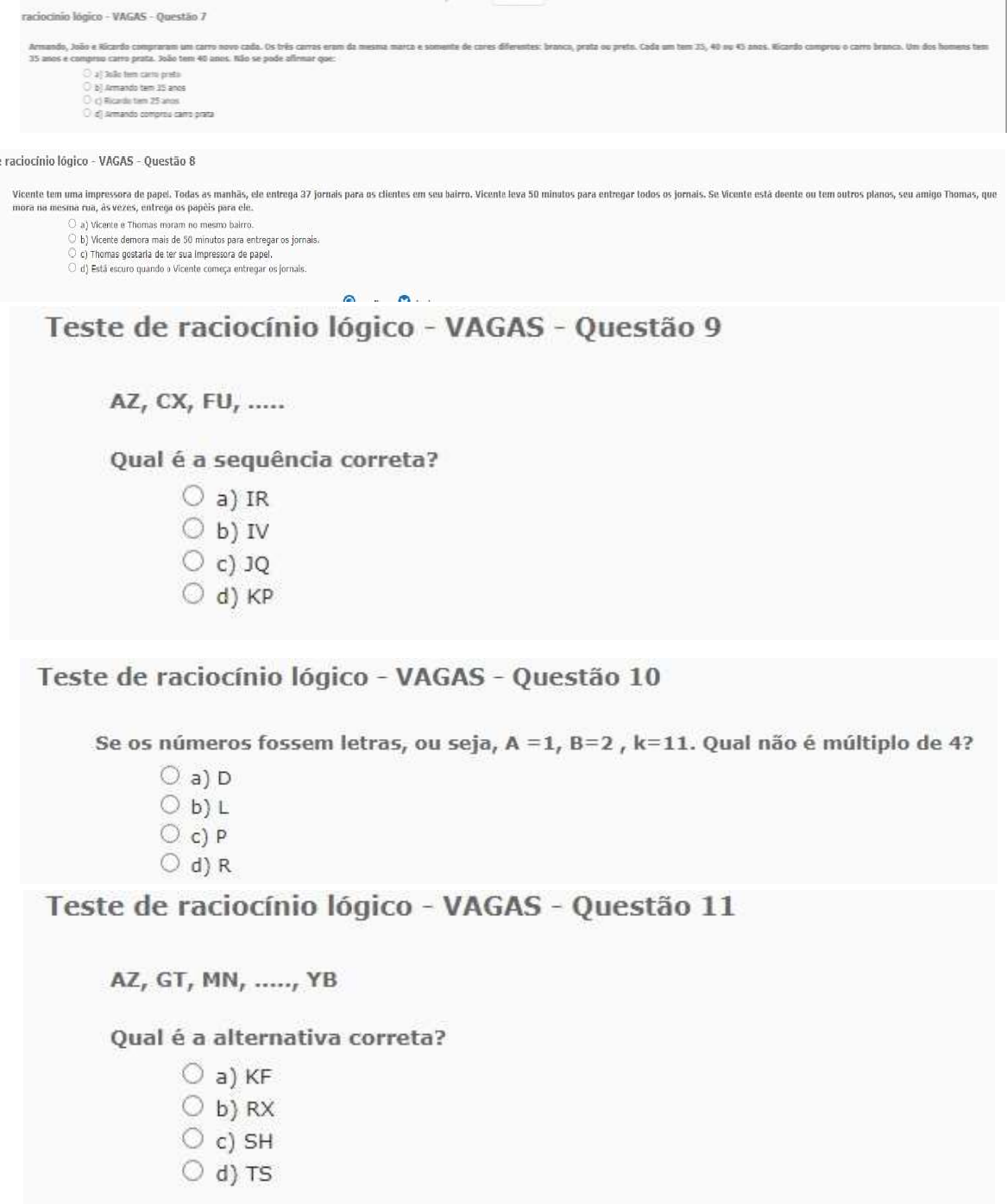 Teste De Lógica Do Vagas Matemáticaraciocínio Lógico 4109