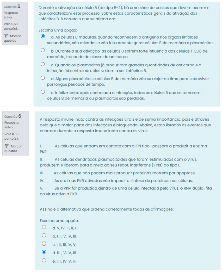 Prova Imunologia Nota6,0 - Imunologia