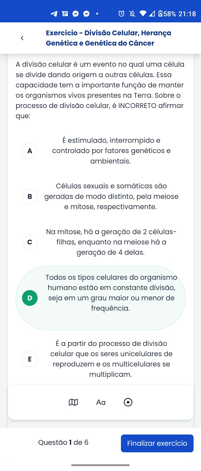 Exercício - Divisão celular