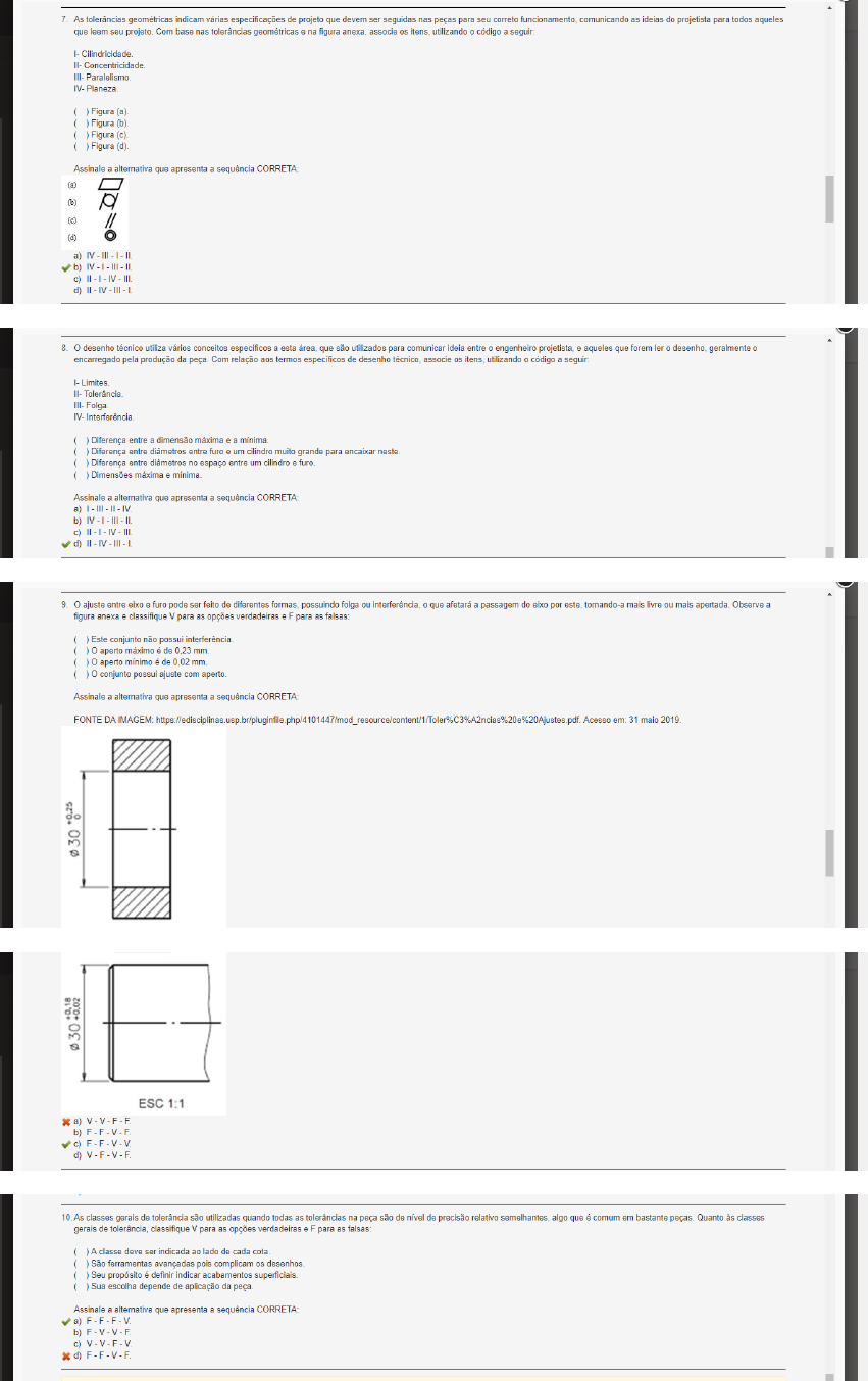 Gabarito Prova 1 Desenho Técnico - Desenho Técnico e Mecânico