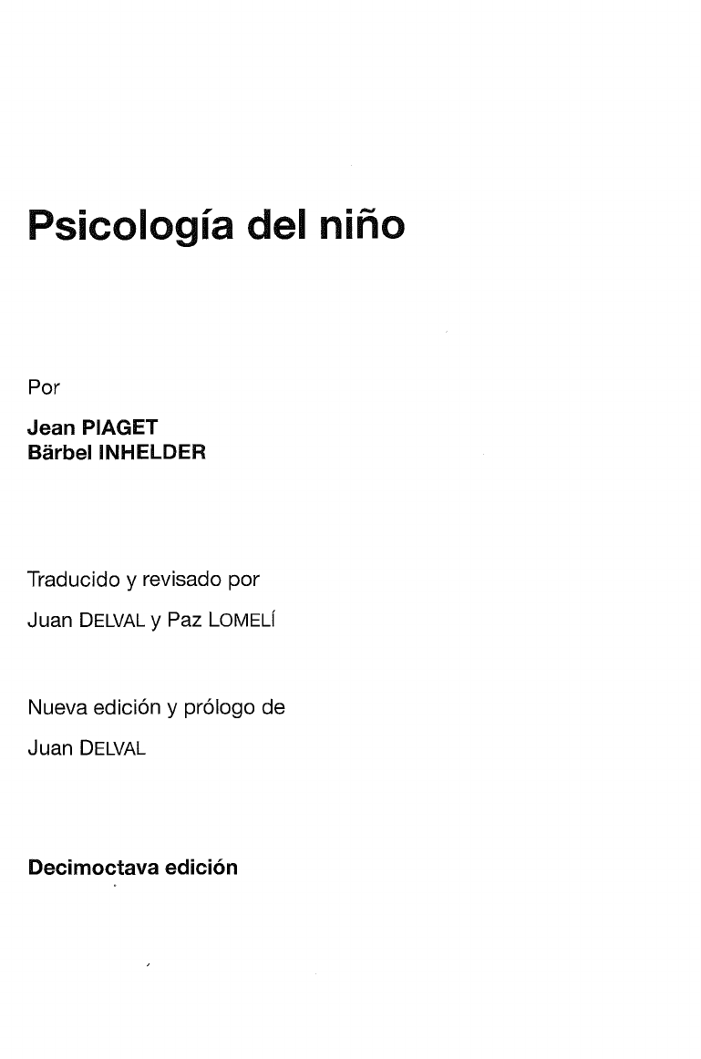 Jean Piaget B rbel Inhelder Psicolog a del ni o Morata 2015