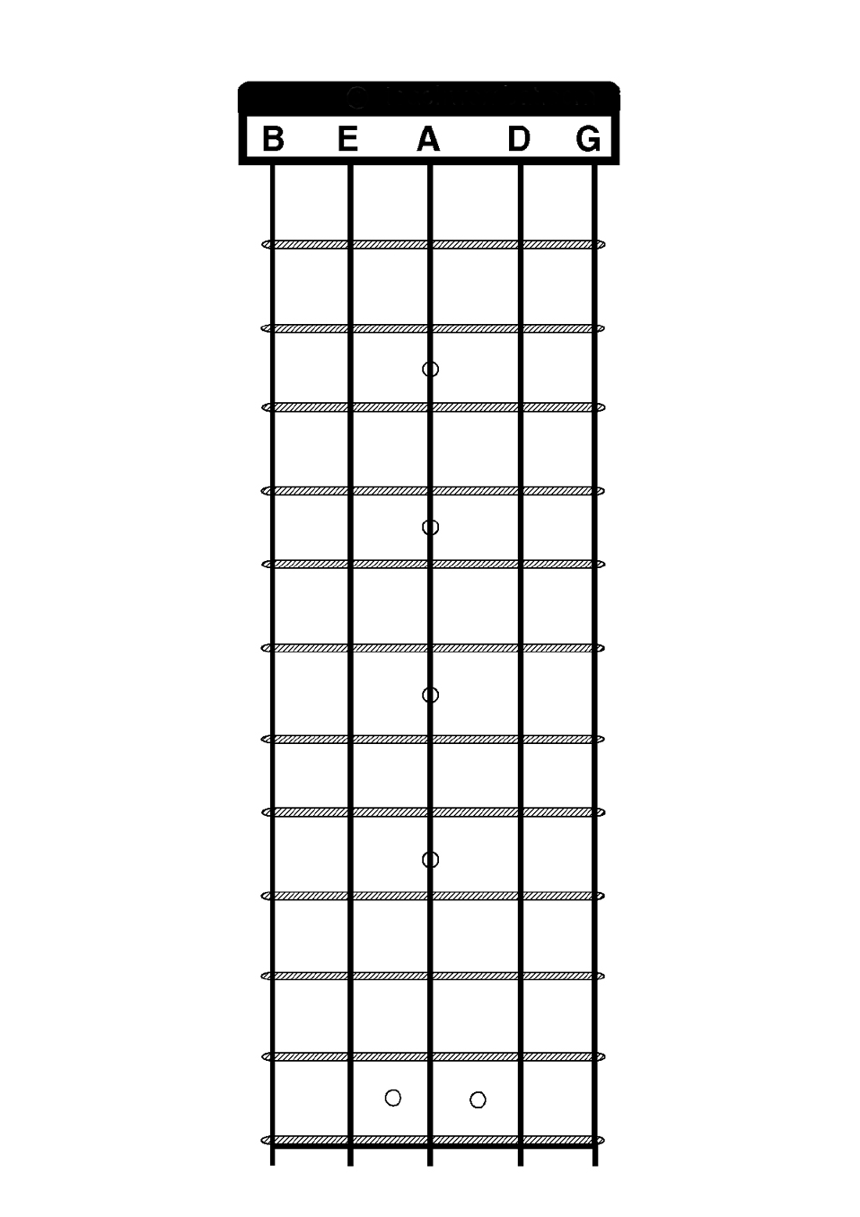 Blank Bass Grid With Markers (5string low B) teachwombat dotcom - Harmonia