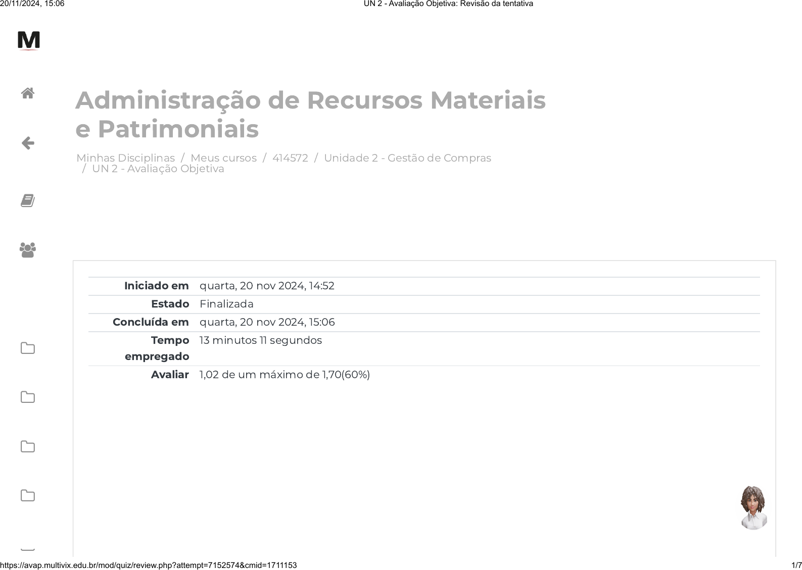 Grátis: UN 2 - Avaliação Objetiva Administração de Recursos