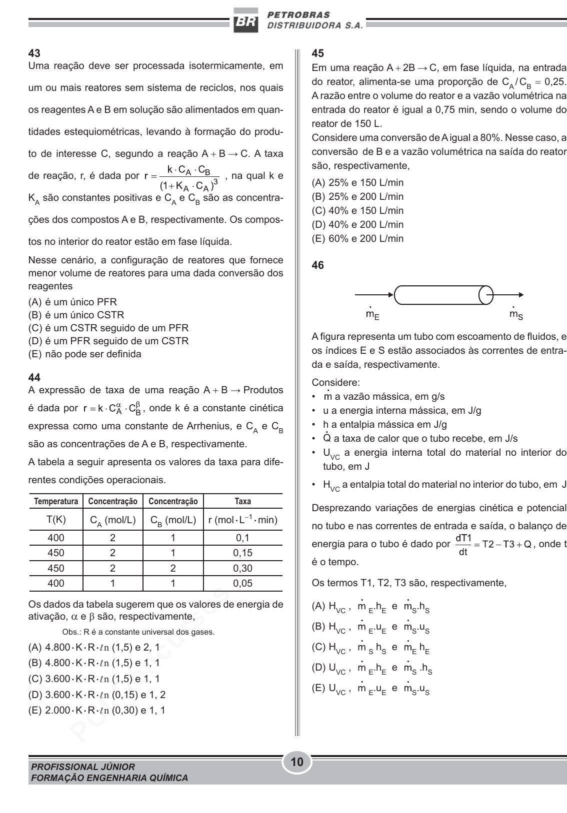 prova 23 profissional junior formacao engenharia quimica - Matemática