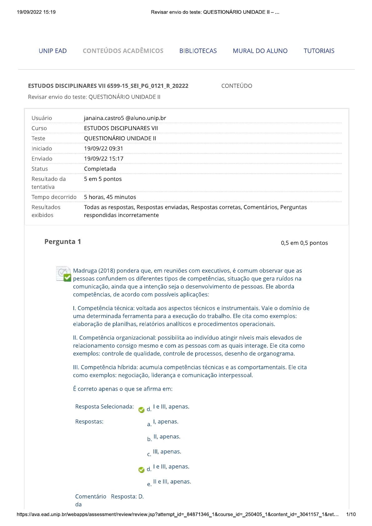 QUESTIONÁRIO UNIDADE II ESTUDOS DISCIPLINARES VII - Estudos ...