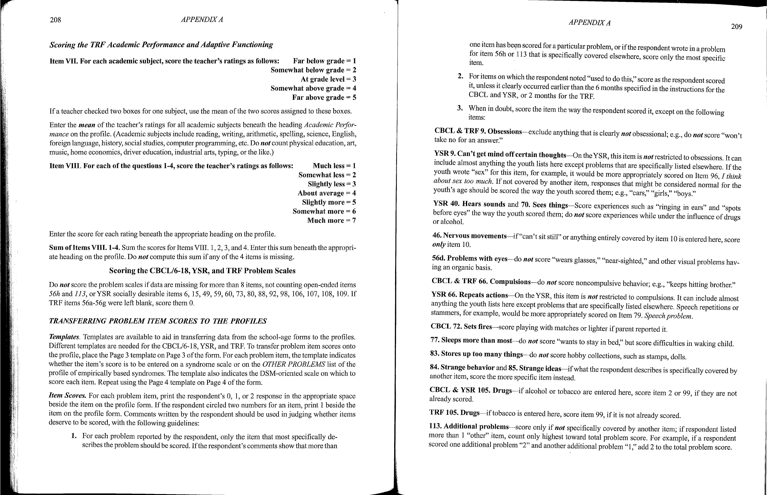 SCORING CBCL - Psicologia