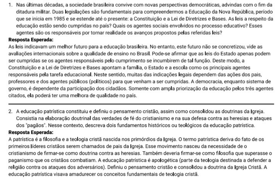 Prova Final Discursiva Contexto Hist Filos Da Educ Contexto Histórico E Filosófico Da Educação 7907