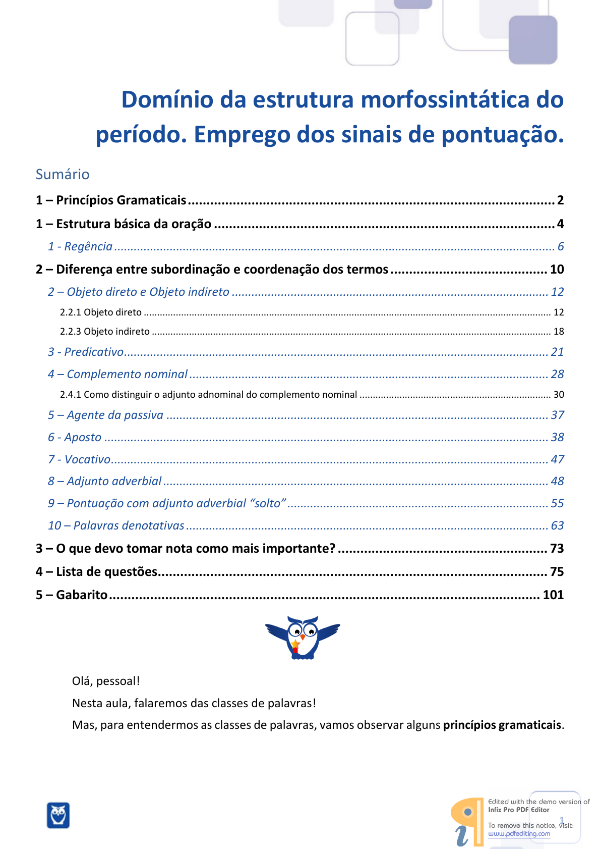 Exs Revisão Ae Sintaxe SEM GABARITO, PDF, Assunto (gramática)