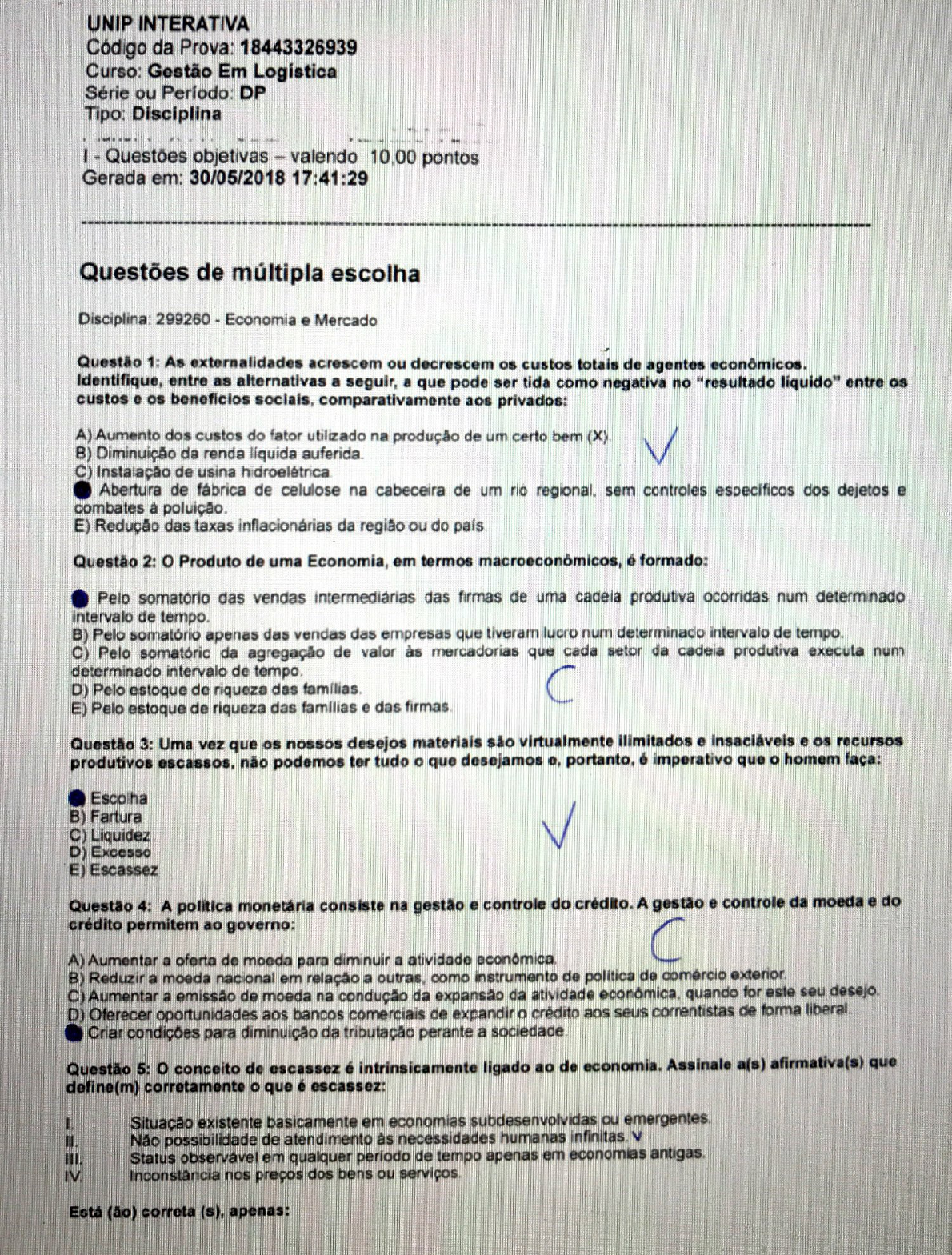 Prova Presencial - Economia E Mercado - UNIP EAD - Economia De Mercado