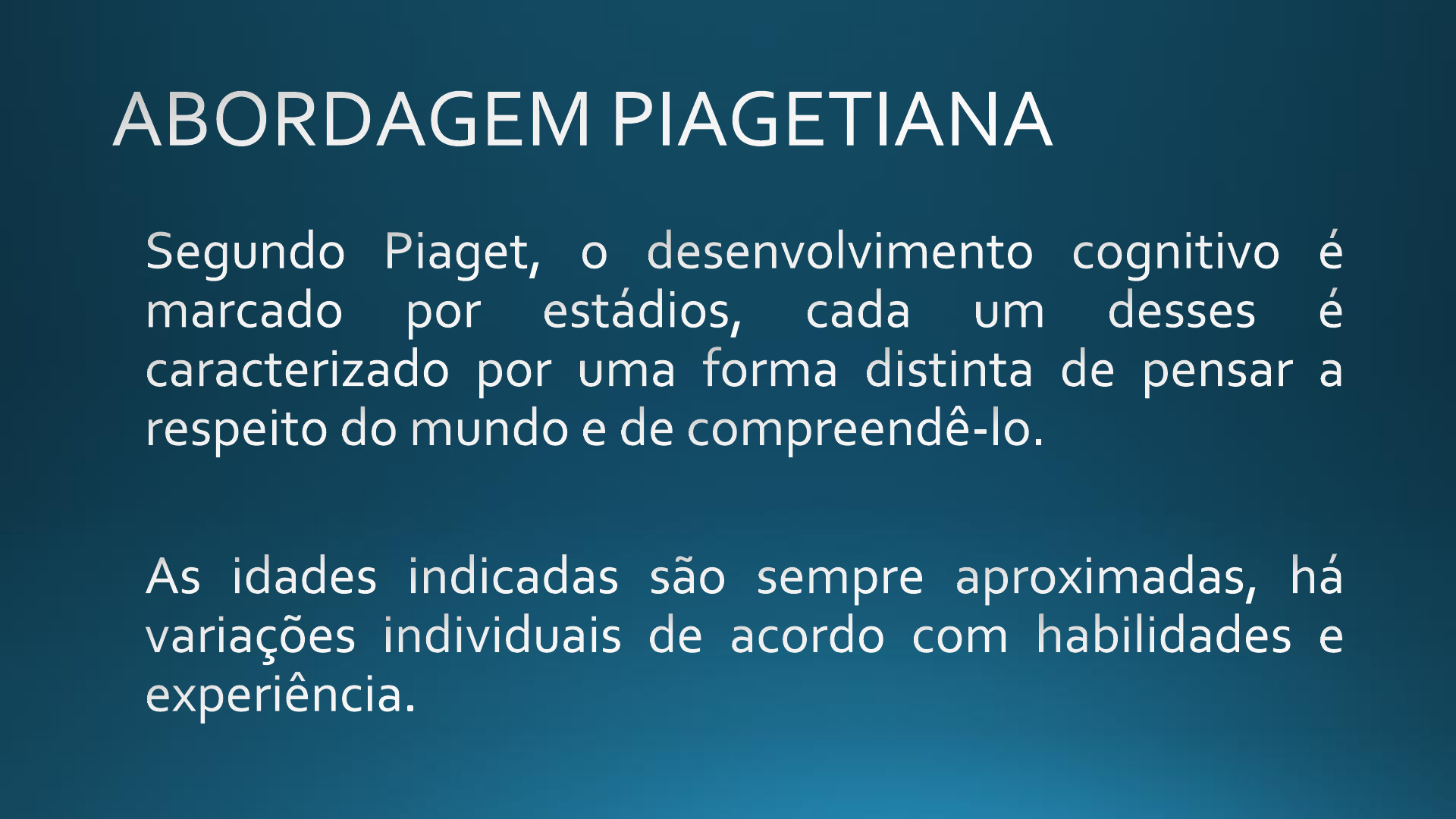 ABORDAGEM PIAGETIANA Psicologia do Desenvolvimento Ciclo Vital2