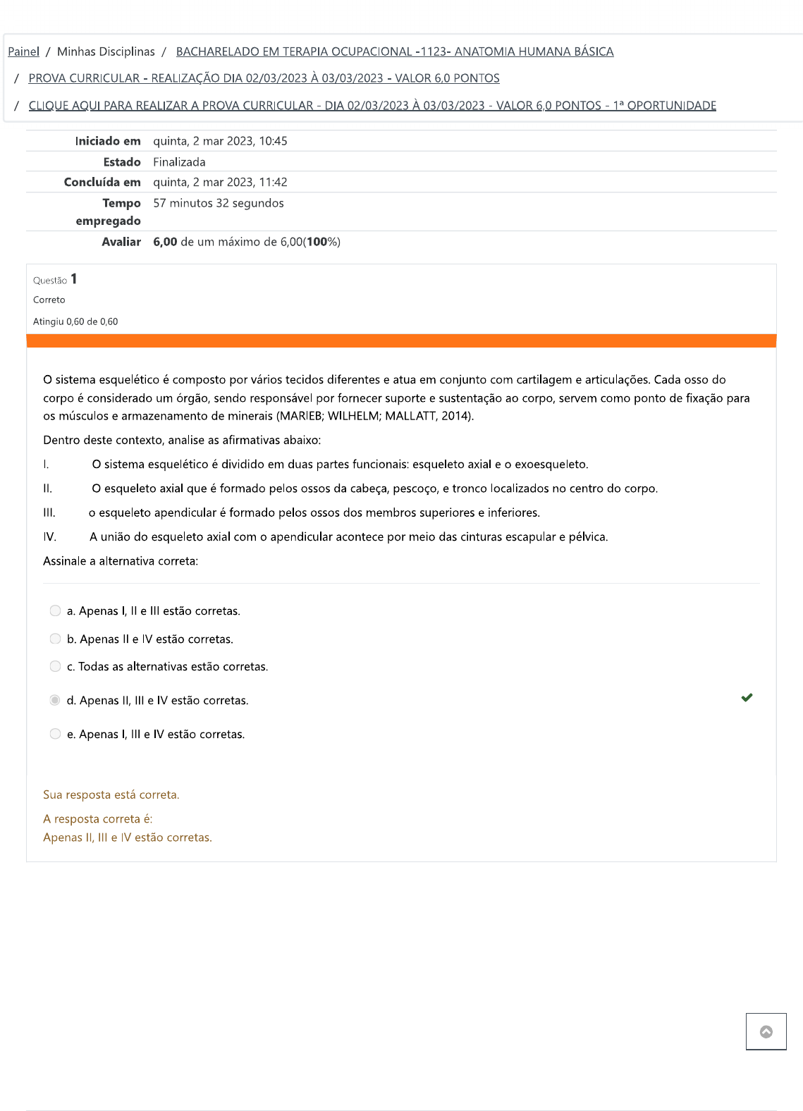 Prova De Anatomia Anatomia I