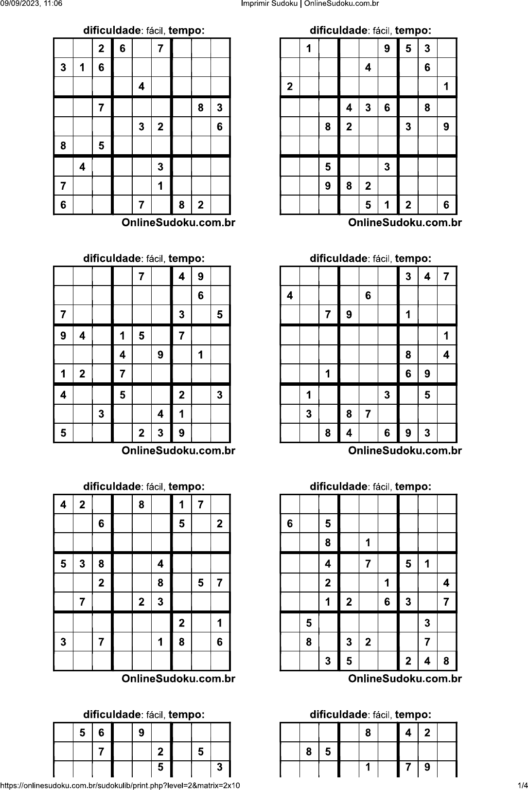 Sudoku Fácil Com Respostas Para Imprimir. Jogo Nº 10.